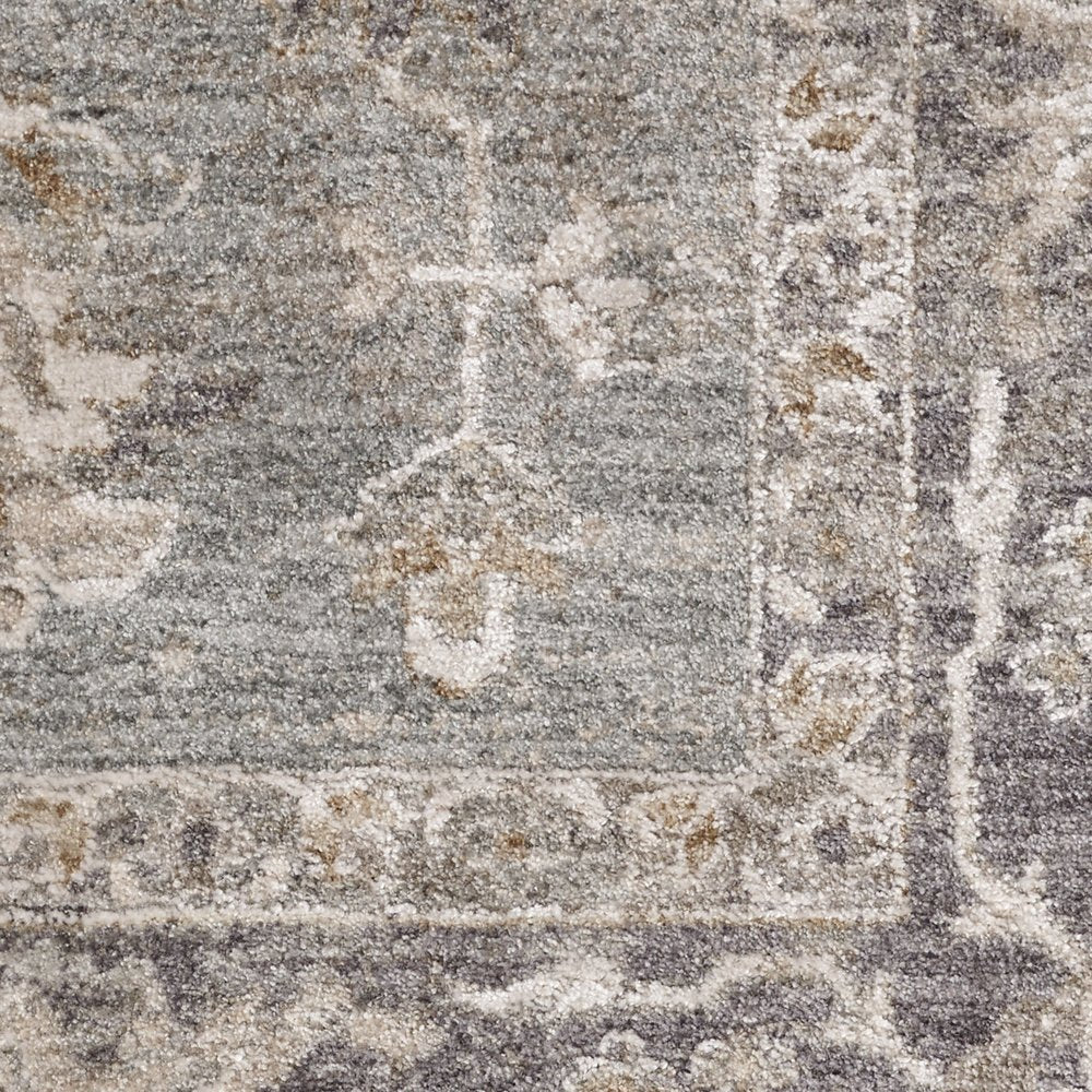 5' X 8' Blue Floral Power Loom Distressed Area Rug