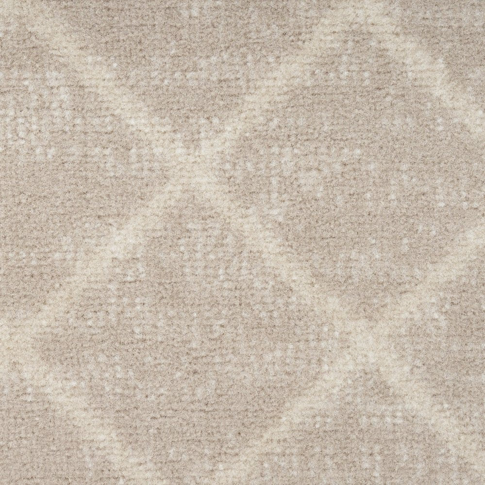 12' Beige Geometric Power Loom Runner Rug