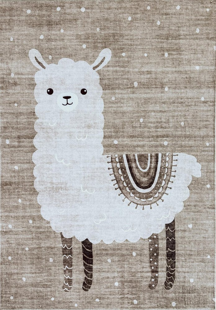 4' X 6' Brown and Beige Juvenile Animals Youthful Area Rug