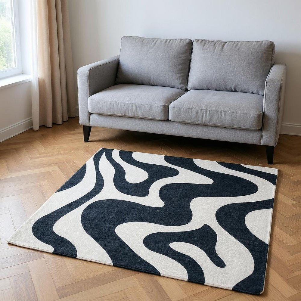 5' X 8' Black and White Zebra Print Area Rug
