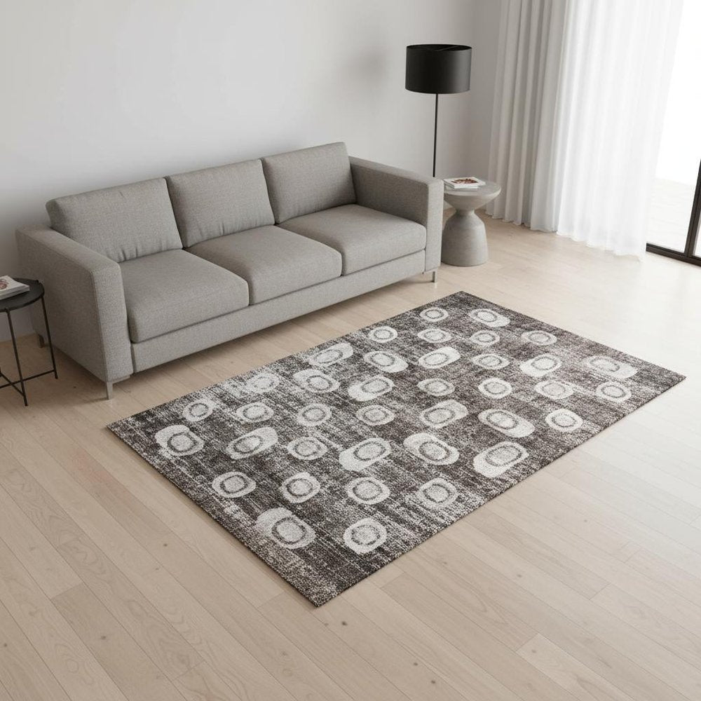 5' X 8' Brown and Beige Abstract Area Rug