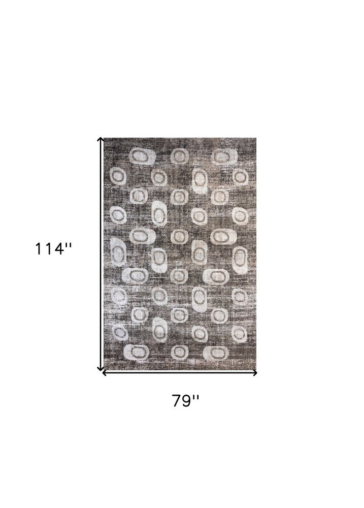 7' X 10' Brown and Beige Abstract Area Rug