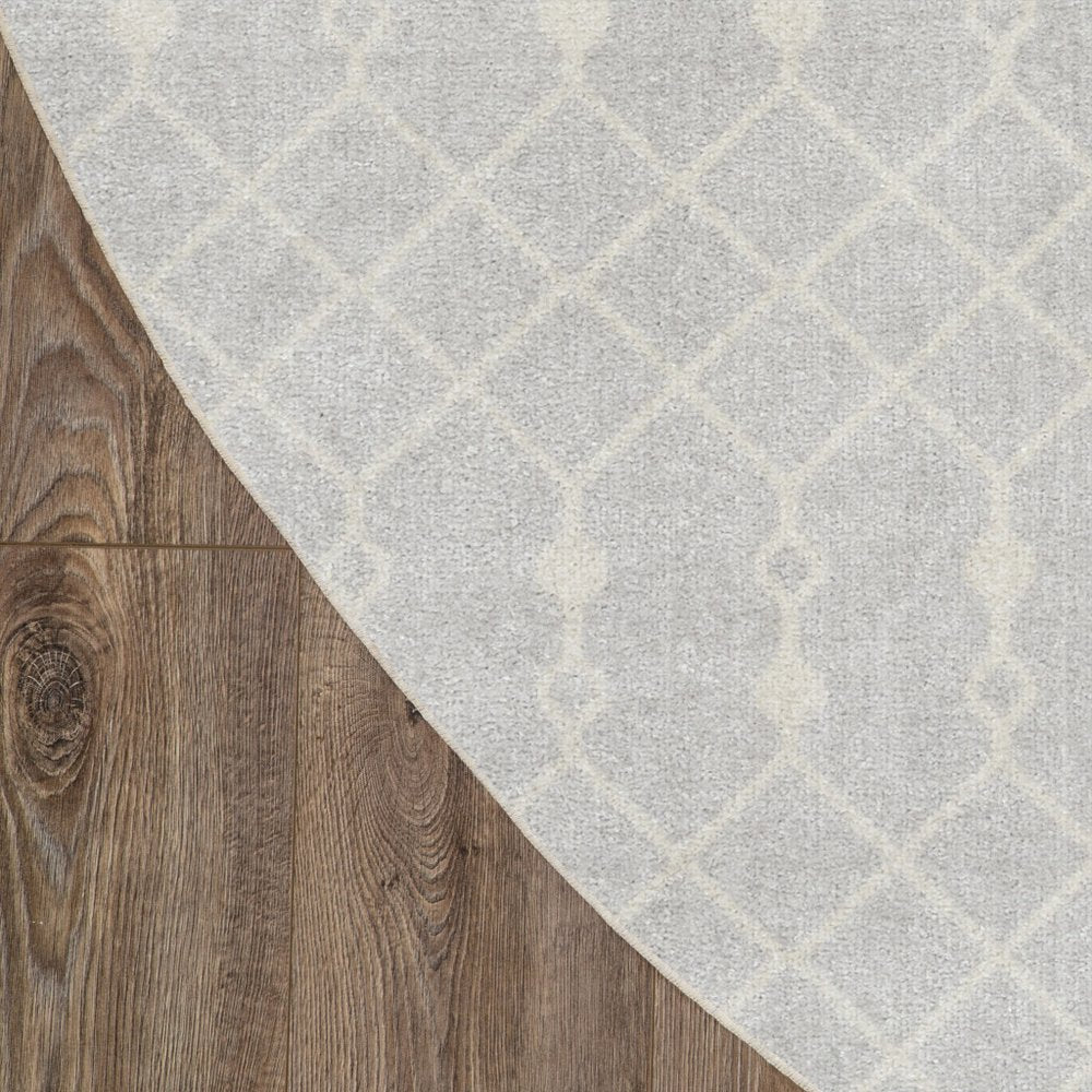 4' Gray Geometric Power Loom Round Rug