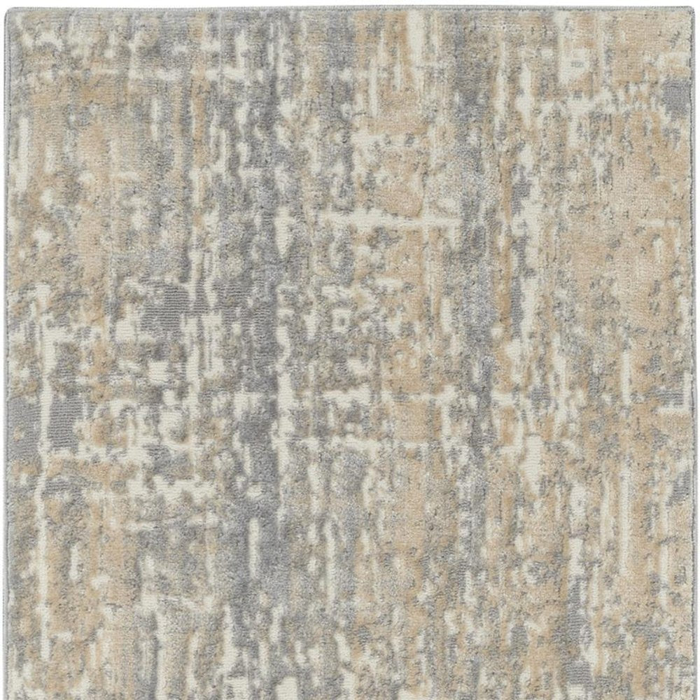 7' Gray Abstract Power Loom Runner Rug