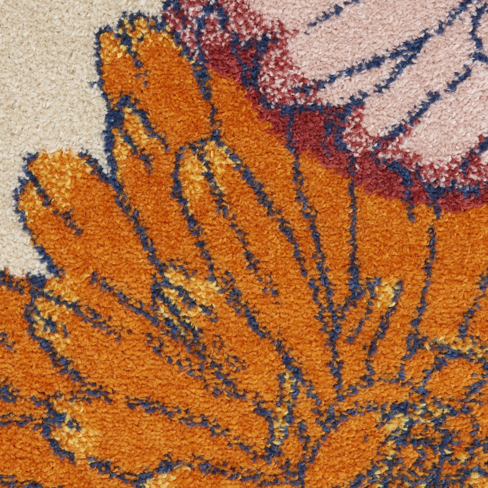 2' X 3' Ivory Floral Power Loom Area Rug