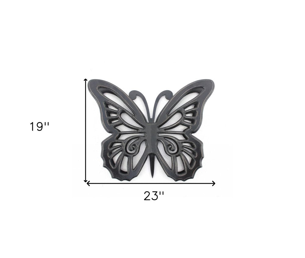 23" X 19" Black Rustic Butterfly Wooden Wall Decor