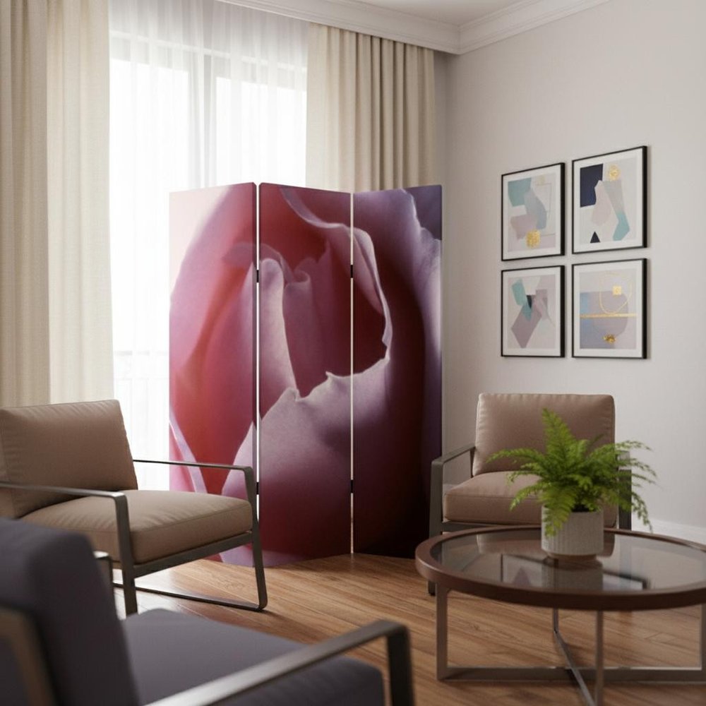 48 X 72 Multi Color Wood Canvas Rose  Screen