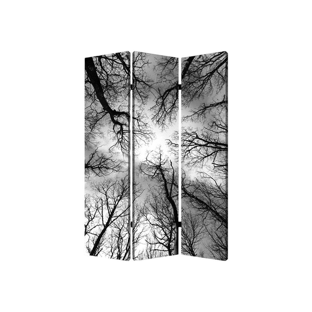 48" X 72" Multi Color Wood Canvas Forest  Screen