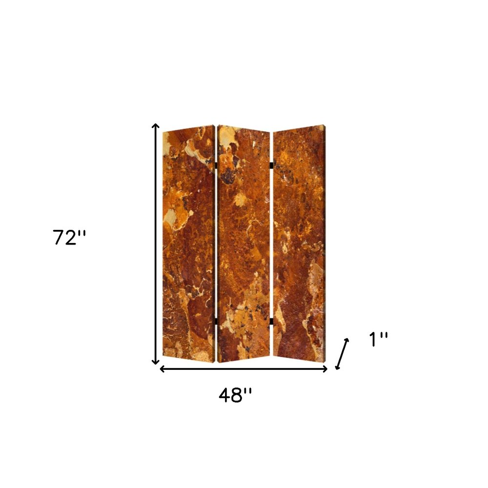 48" X 72" Multi Color Wood Canvas Brown Marble  Screen