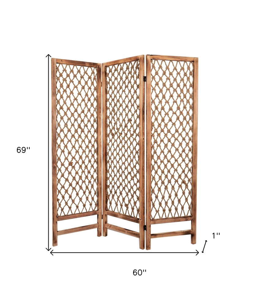 60 X 69 Natural Rope Wooden  Screen
