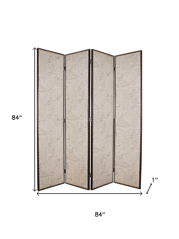 84 X 84 Tan Wood & Fabric  Screen