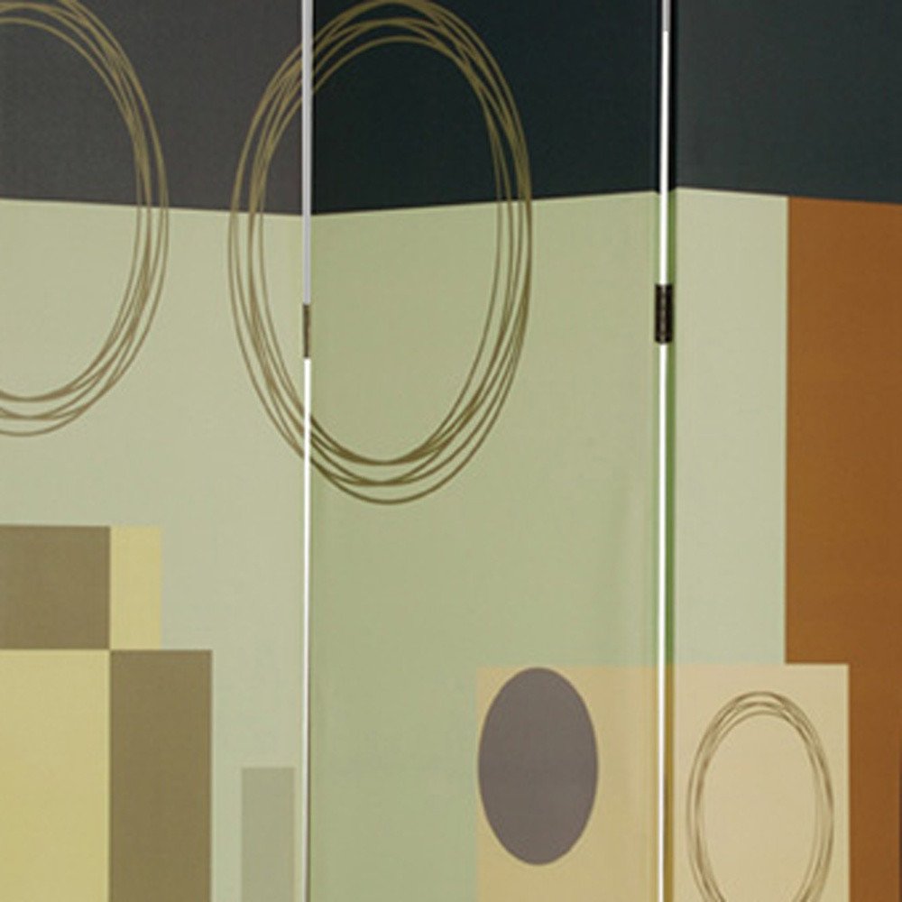 48" X 72" Multi Color Wood Canvas 3 Panel Screen