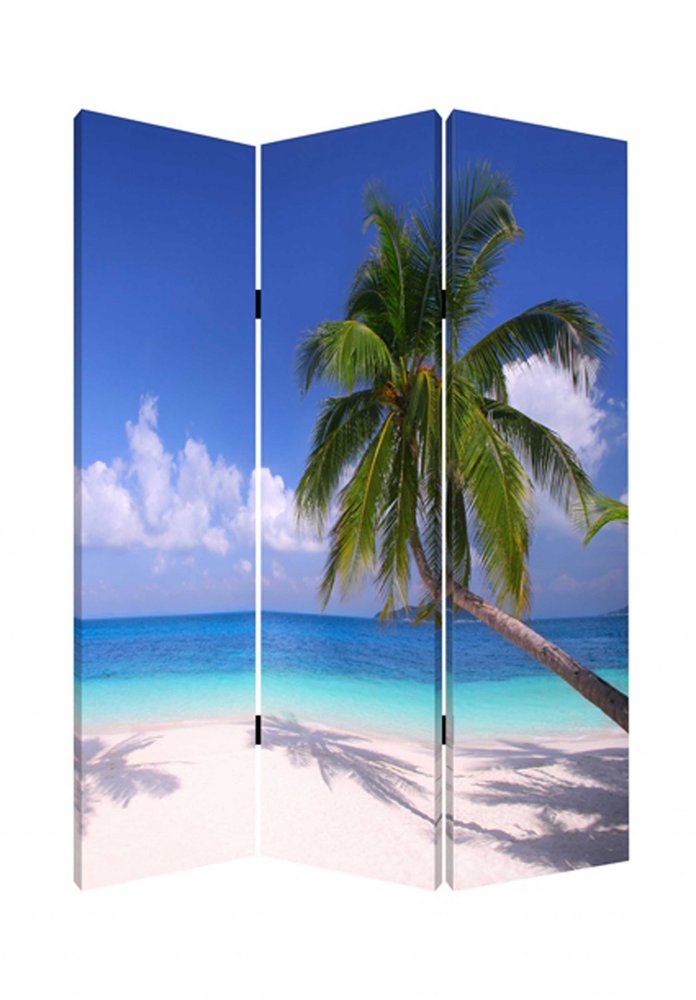 48 X 72 Multi Color Wood Canvas Paradise  Screen