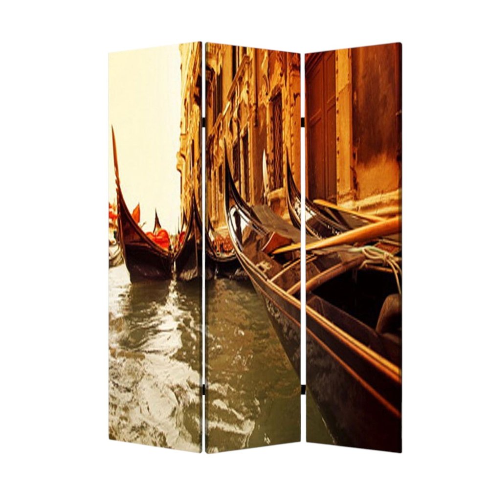 48" X 72" Multi Color Wood Canvas Venice  Screen