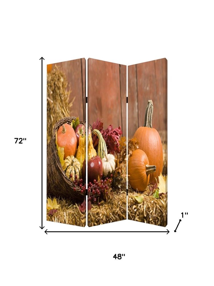 48 X 72 Multi Color Wood Canvas Harvest  Screen