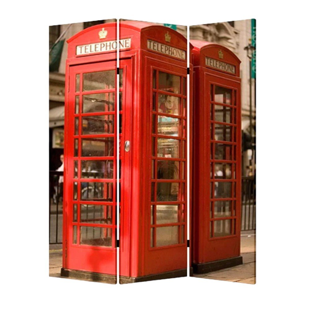 48" X 72" Multi Color Wood Canvas London  Screen