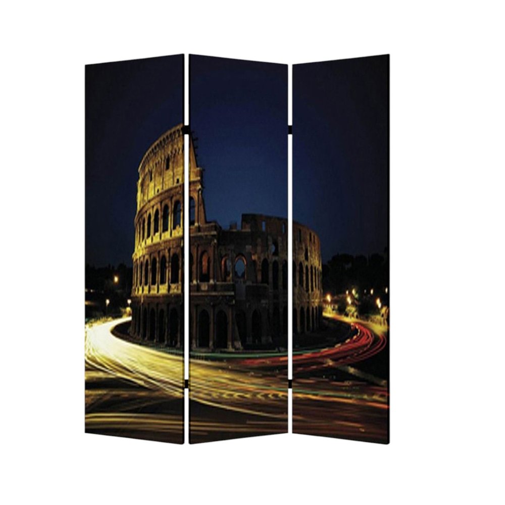 48" X 72" Multi Color Wood Canvas Rome  Screen