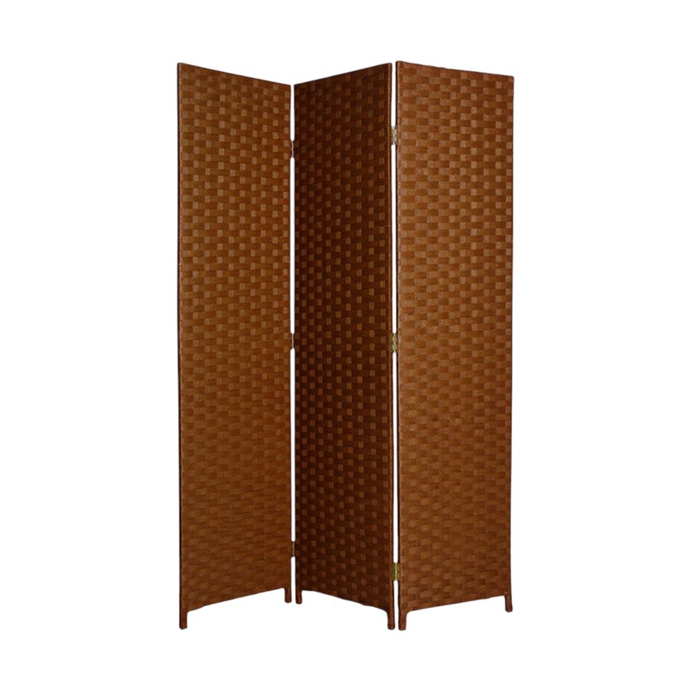 54" X 72" Dark Brown Wood  3 Panel Screen