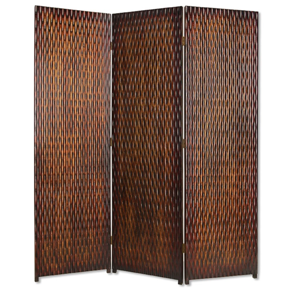 1" X 63" X 72" Brown Wood 3 Panel  Screen
