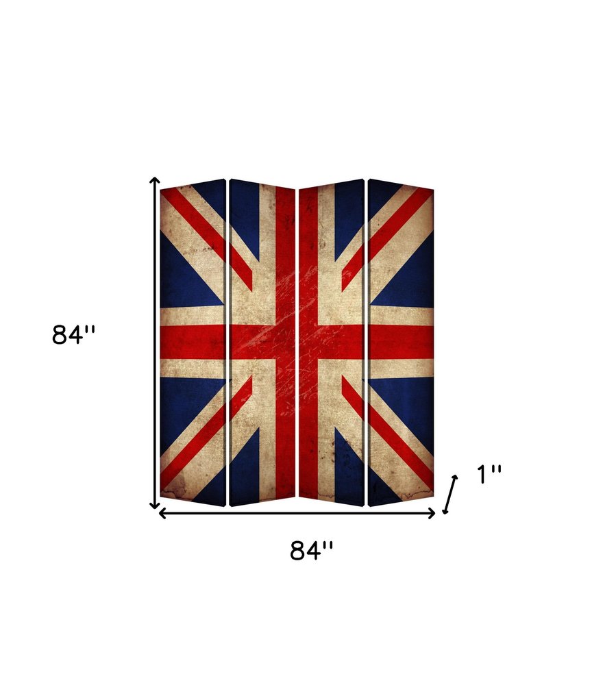 84 X 84 Multi Color Wood Canvas Union Jack  Screen