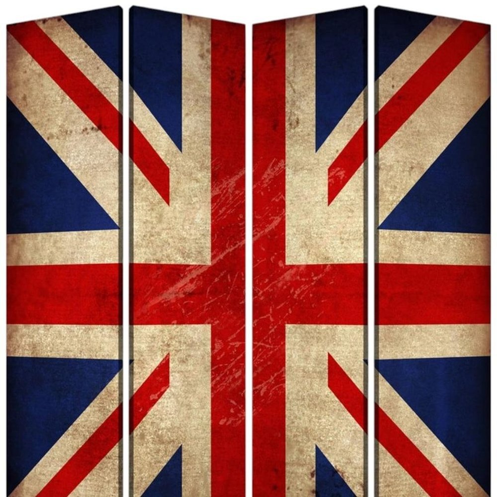 84 X 84 Multi Color Wood Canvas Union Jack  Screen