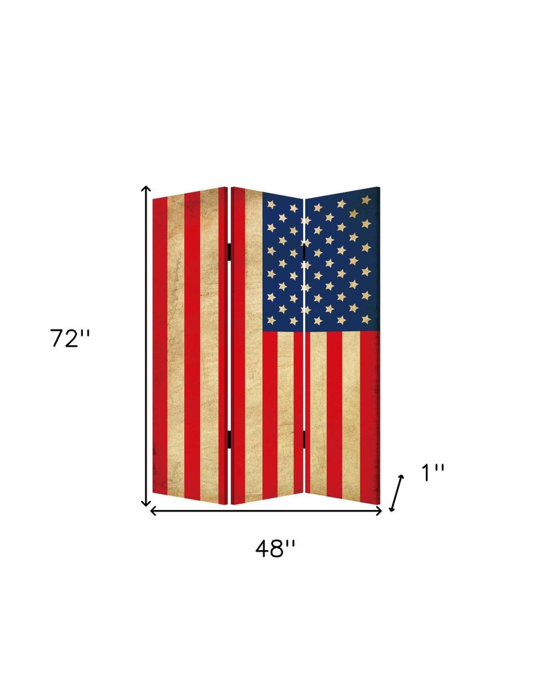 48 X 72 Multi Color Wood Canvas American Flag  Screen