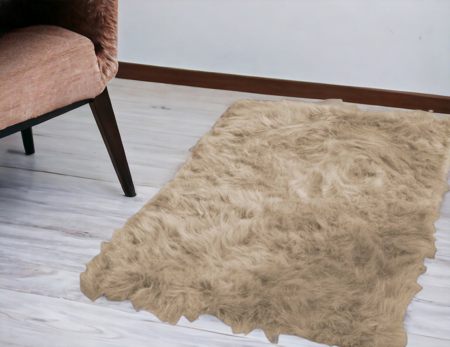 2' X 3' Black Faux Sheepskin Animal Print Washable Area Rug