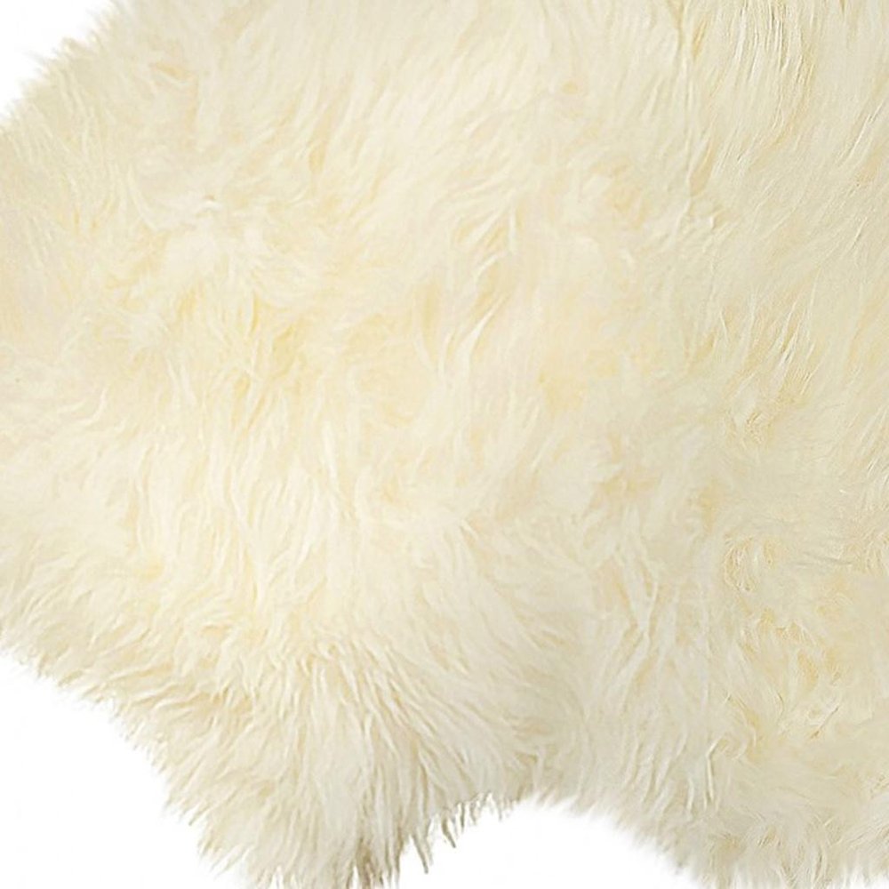 6' Natural Genuine Sheepskin Animal Print Shag Area Rug