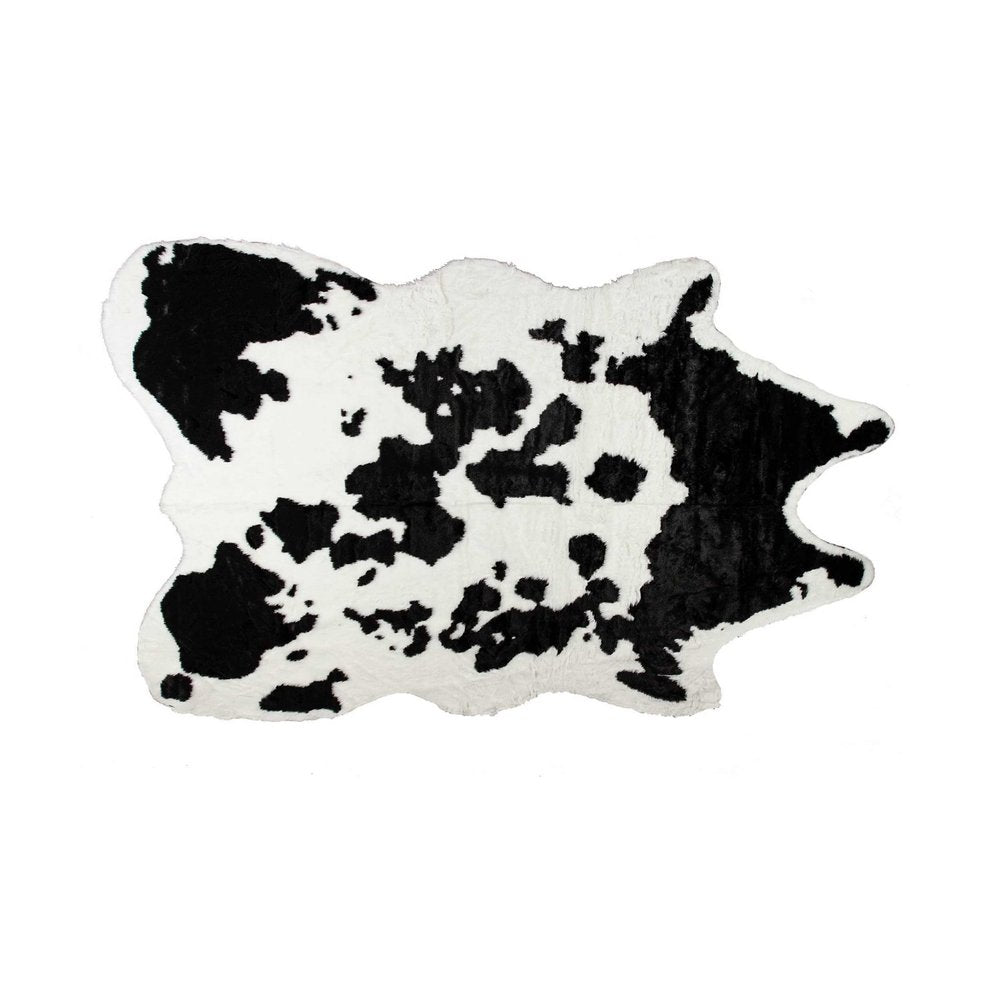 5' X 8' Black And White Cowhide Print Washable Area Rug