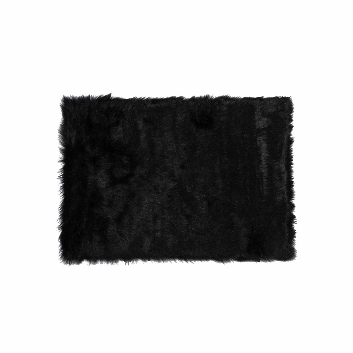 2' X 3' Black Faux Sheepskin Animal Print Washable Area Rug