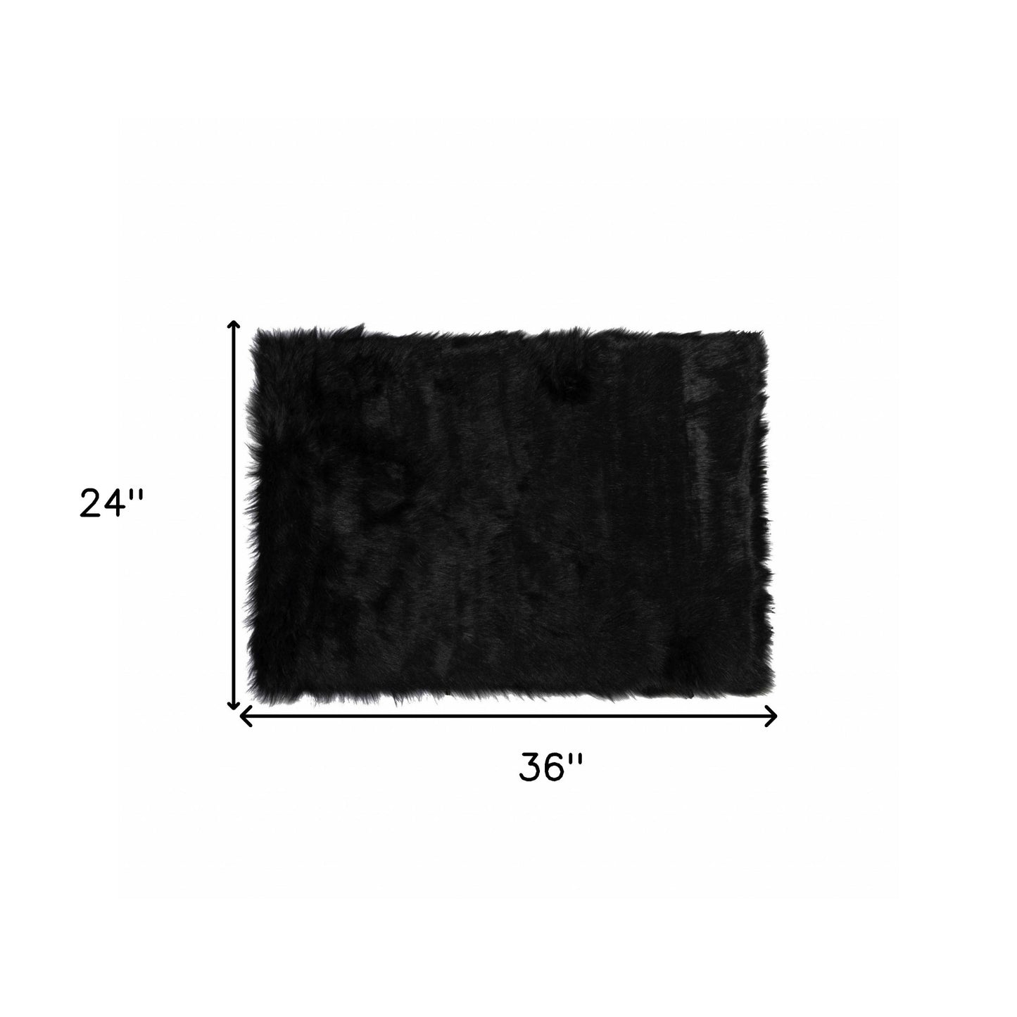 2' X 3' Black Faux Sheepskin Animal Print Washable Area Rug