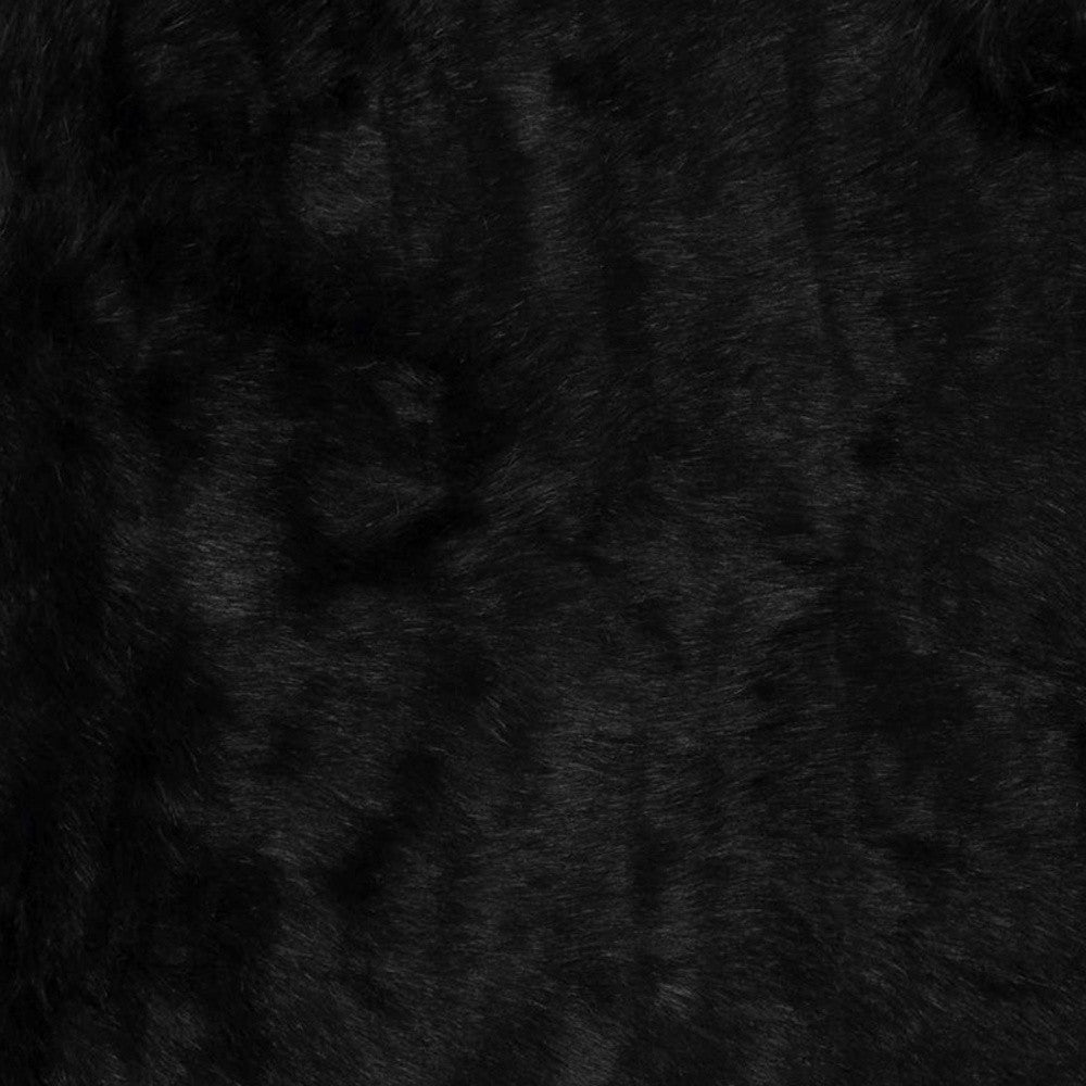 2' X 3' Black Faux Sheepskin Animal Print Washable Area Rug