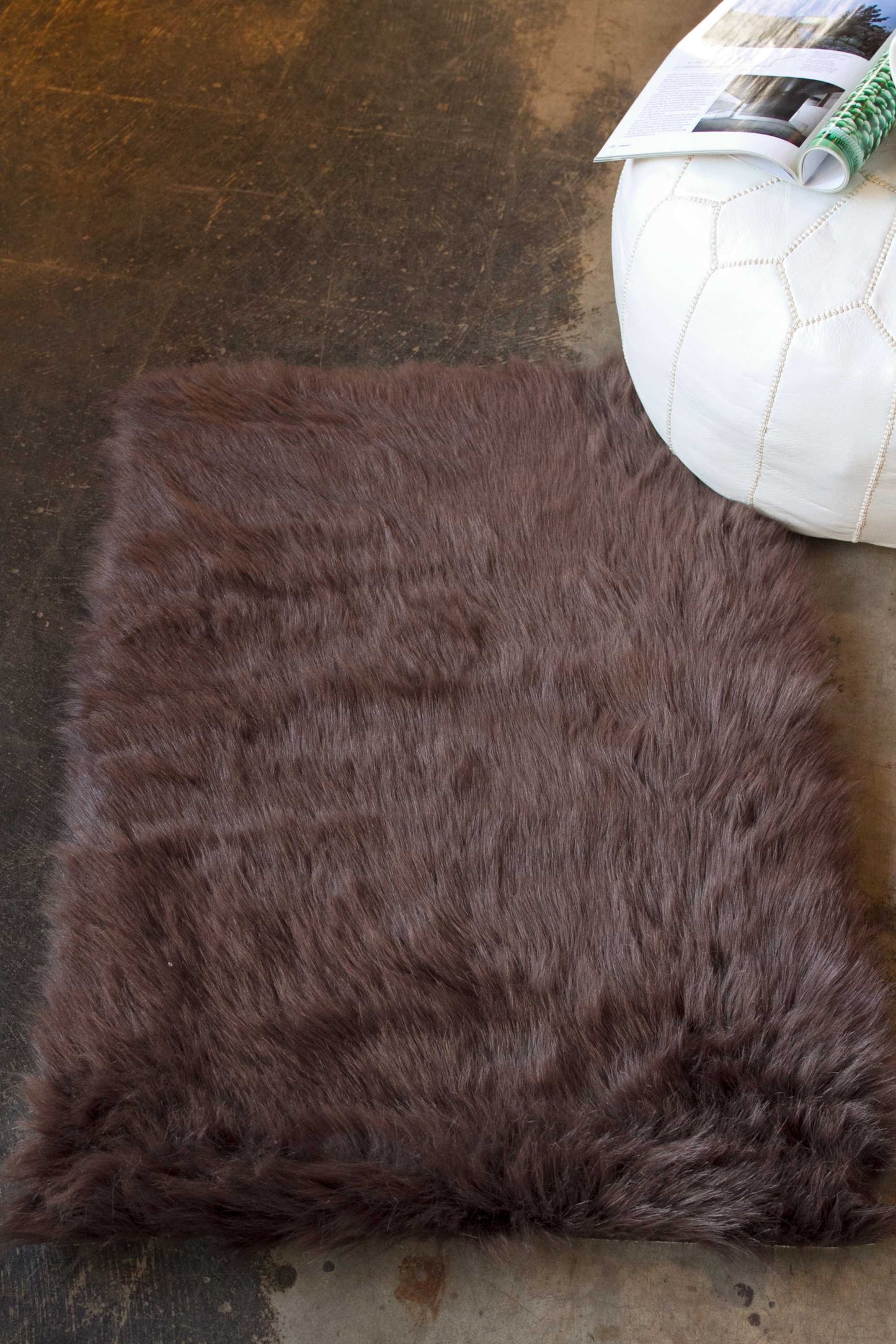 2' X 3' Black Faux Sheepskin Animal Print Washable Area Rug