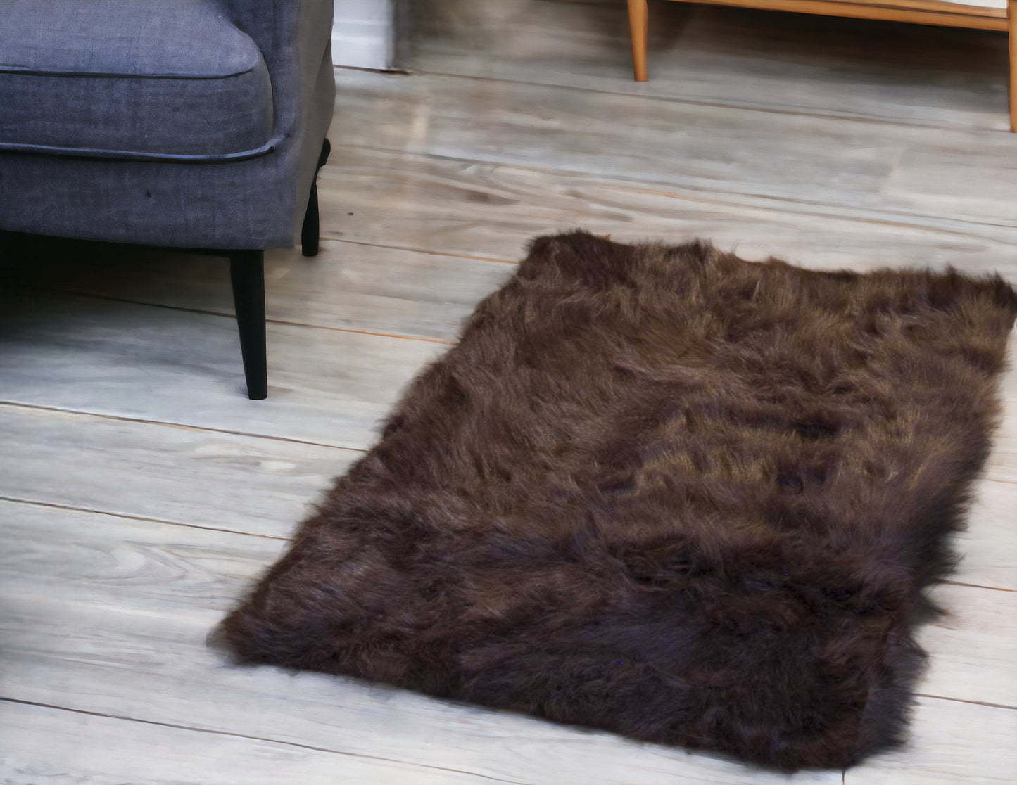 2' X 3' Black Faux Sheepskin Animal Print Washable Area Rug