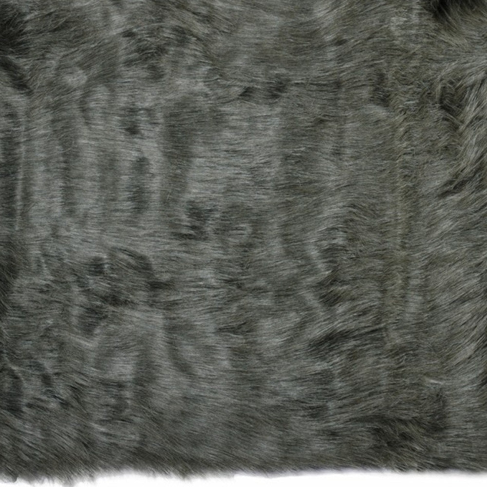 2' X 3' Black Faux Sheepskin Animal Print Washable Area Rug