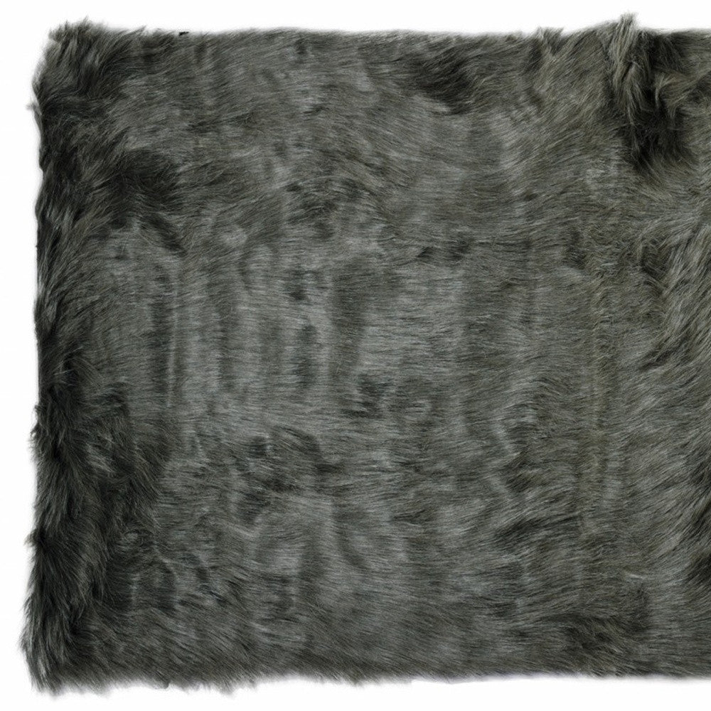 2' X 3' Black Faux Sheepskin Animal Print Washable Area Rug