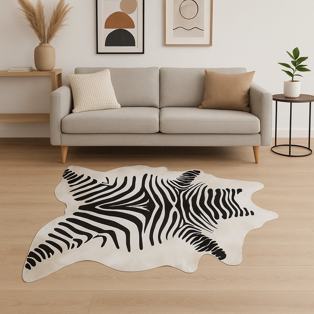 6' X 7' Black Cowhide Area Rug