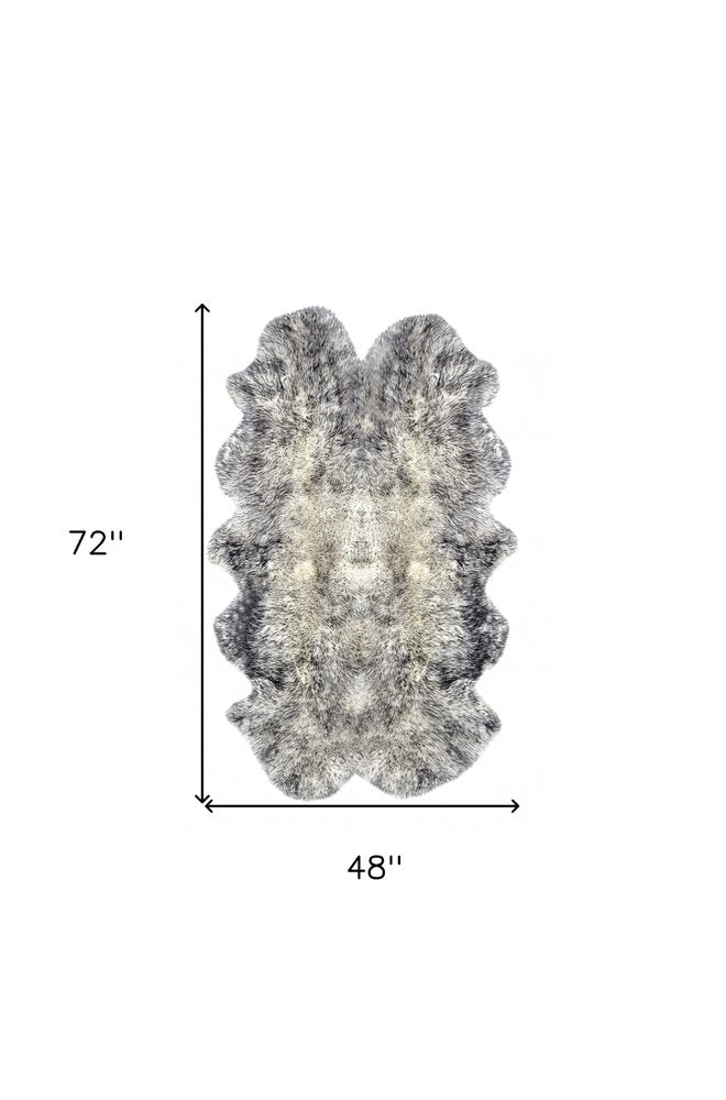 4' X 6' Gray Genuine Sheepskin Handmade Area Rug