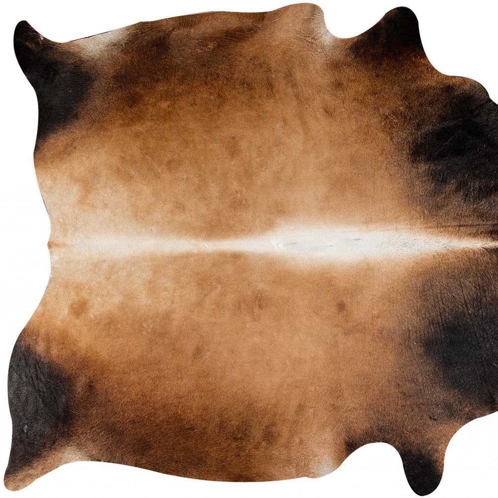 6' X 7' Brown And Black Cowhide Area Rug