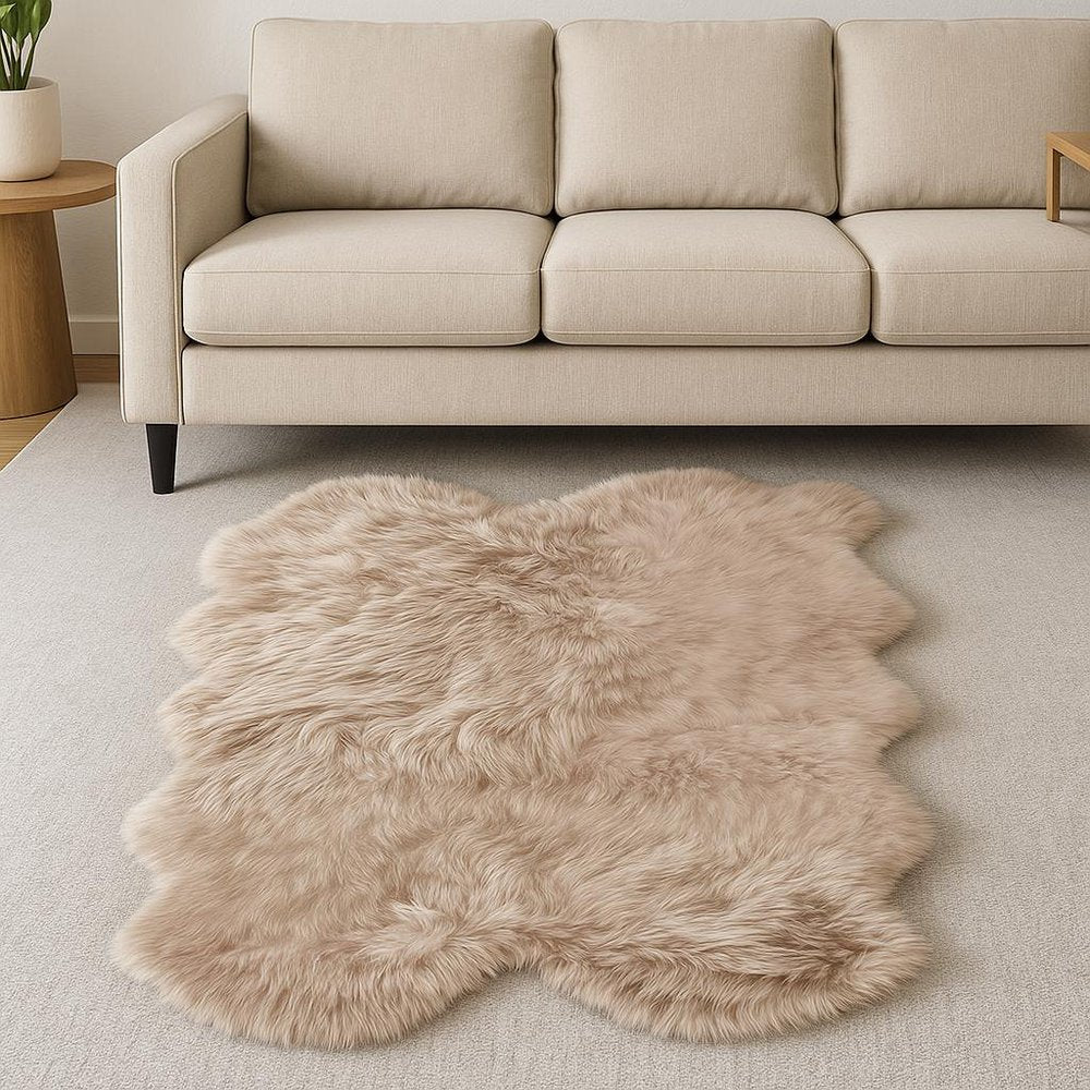 4' X 6' Gray Genuine Sheepskin Handmade Area Rug