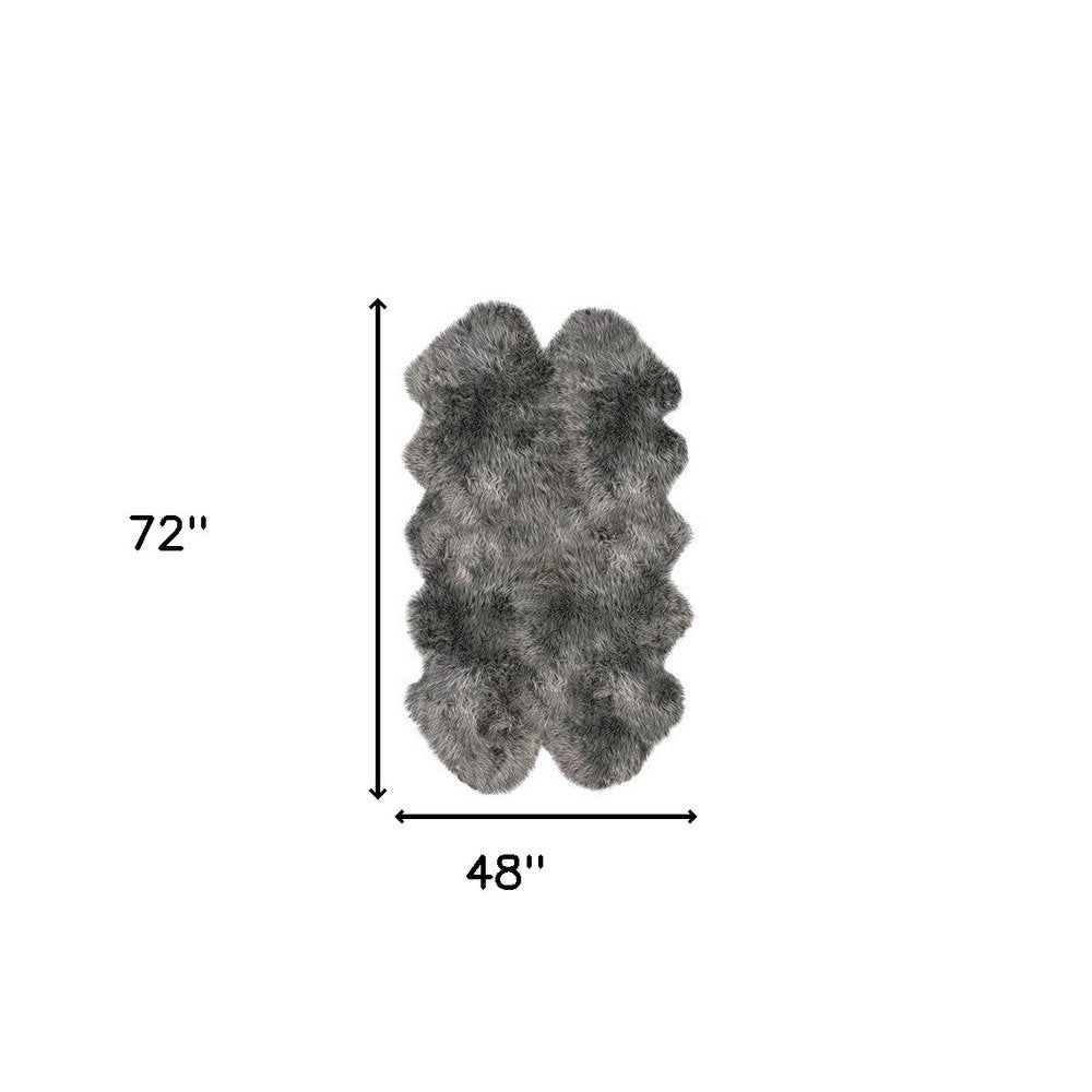 4' X 6' Gray Genuine Sheepskin Handmade Area Rug