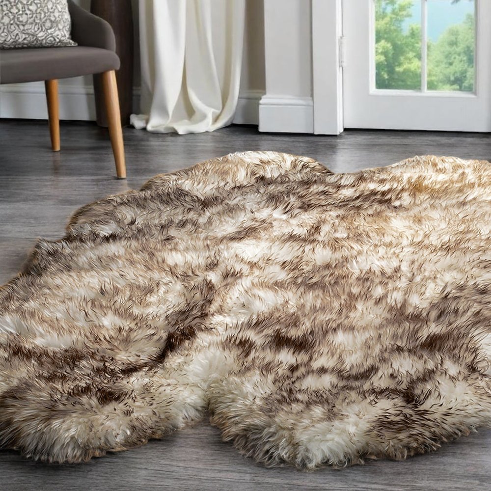 4' X 6' Gray Genuine Sheepskin Handmade Area Rug