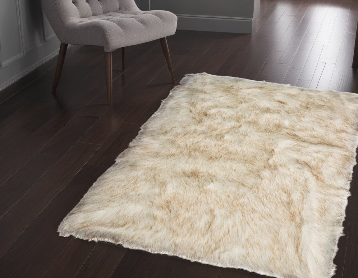 2' X 3' Black Faux Sheepskin Animal Print Washable Area Rug