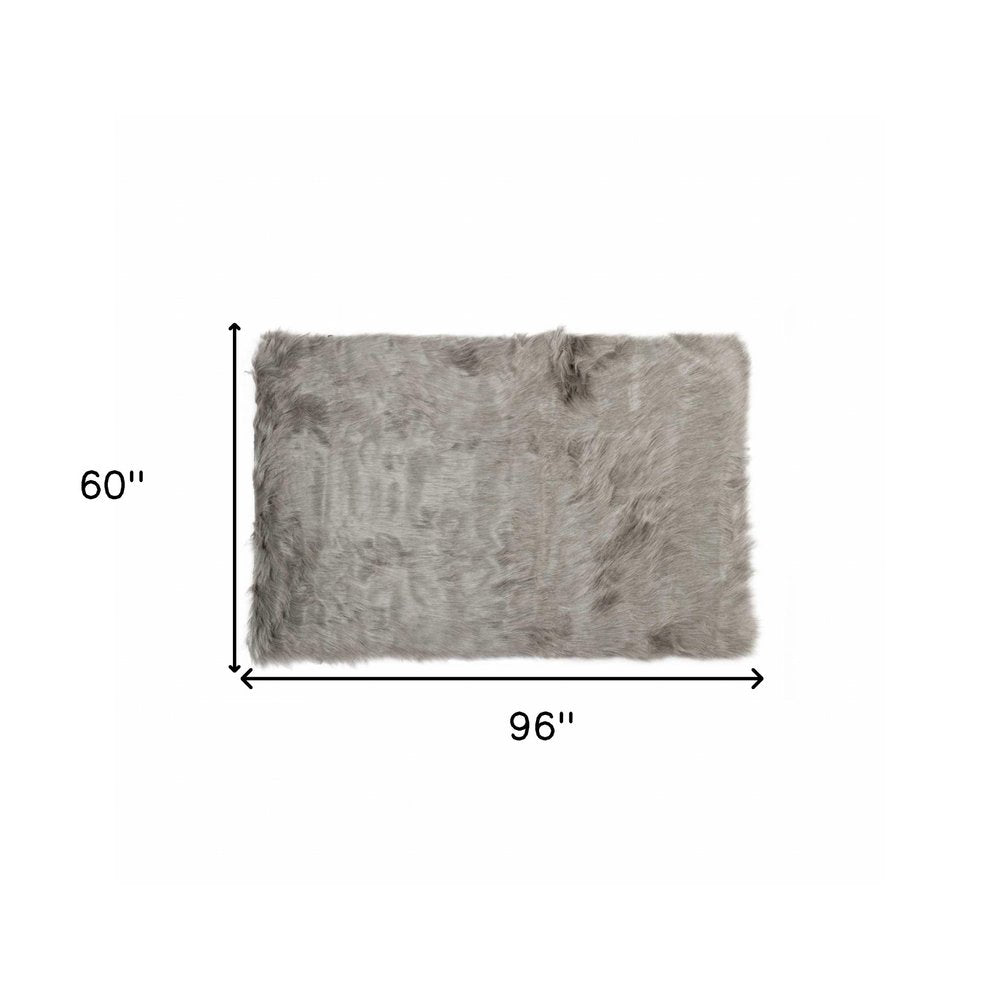 5' X 8' Off White Shag Area Rug