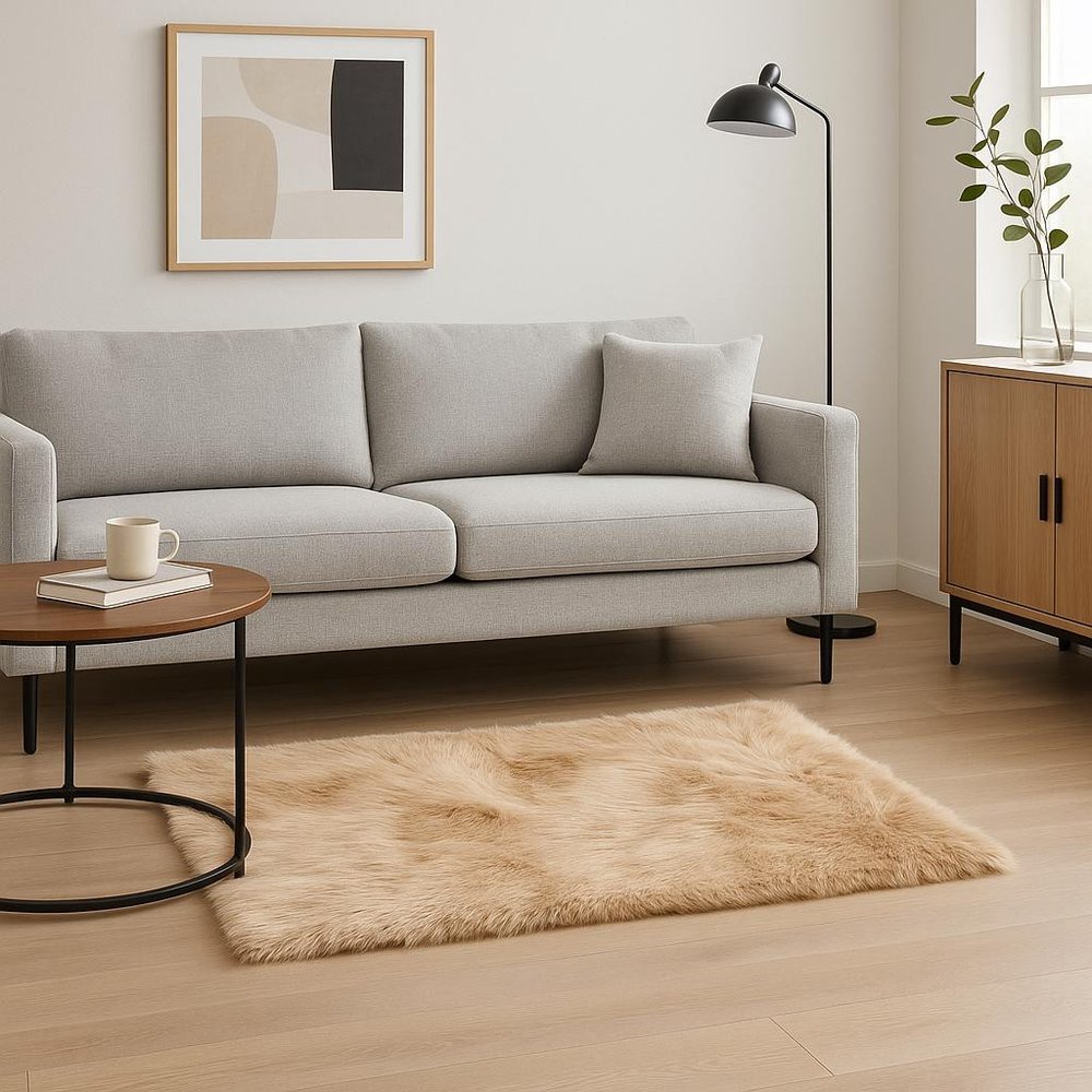 5' X 8' Off White Shag Area Rug