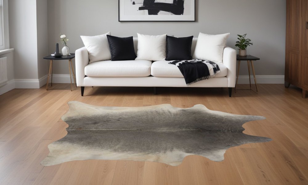 5' X 7' Gray Cowhide Area Rug