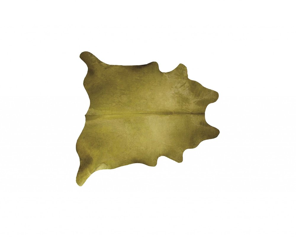 5' X 7' Lime Green Cowhide Area Rug