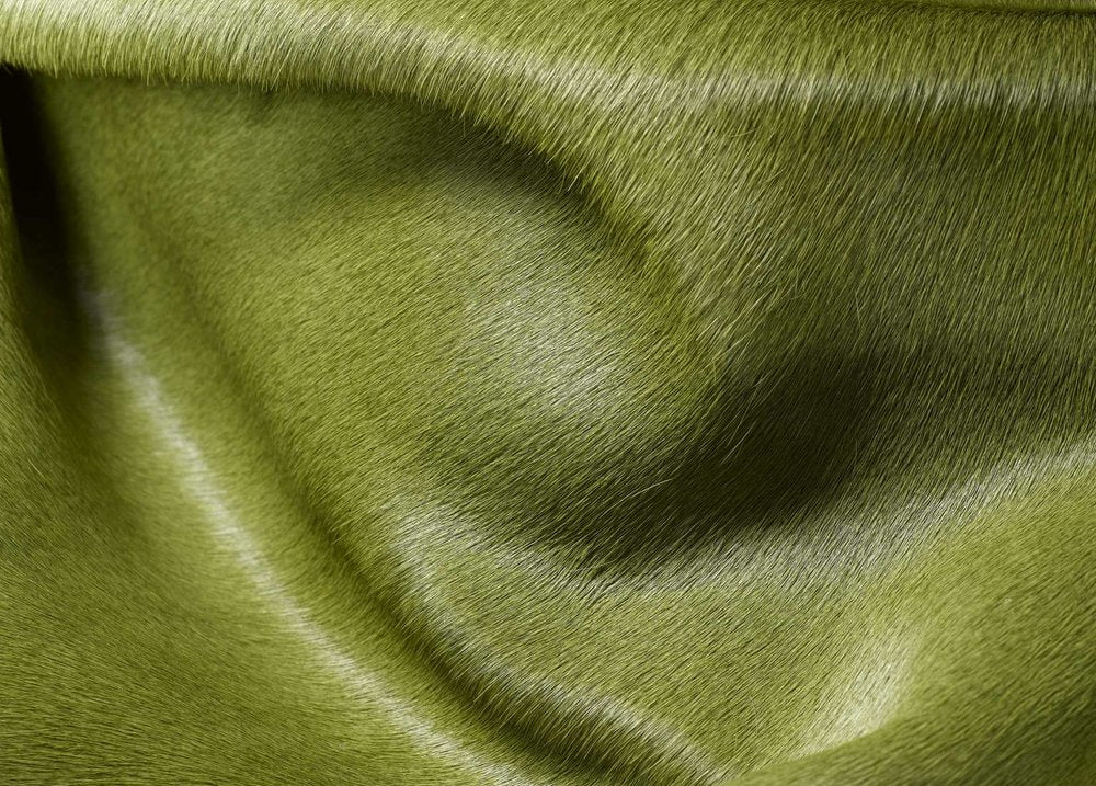 5' X 7' Lime Green Cowhide Area Rug