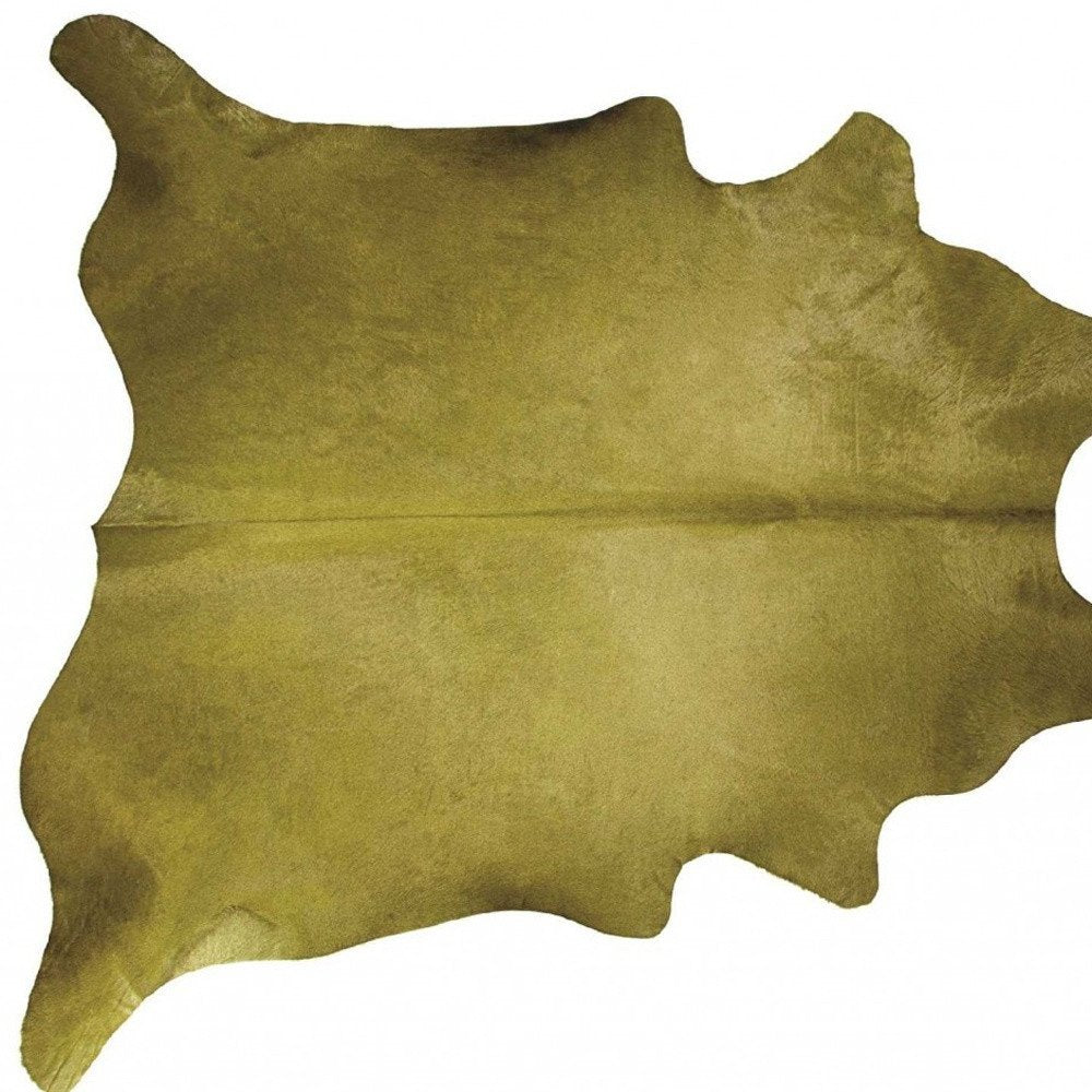 5' X 7' Lime Green Cowhide Area Rug