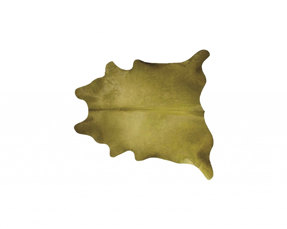 5' X 7' Lime Green Cowhide Area Rug